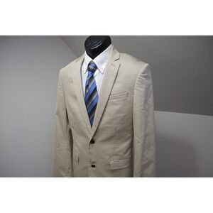 Express Photographer Suit Men Size 38L 34x32 Tan Khaki Modern Fit Two Button EUC